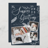 季節の挨拶の明るいクリスマス3写真 シーズンカード (正面/裏面)