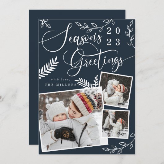 季節の挨拶の明るいクリスマス3写真 シーズンカード (正面/裏面)