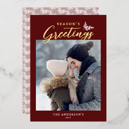 季節の挨拶の書道写真赤金ゴールド 箔シーズンカード