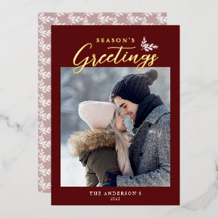 季節の挨拶の書道写真赤金ゴールド 箔シーズンカード