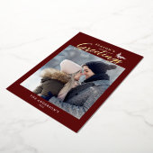 季節の挨拶の書道写真赤金ゴールド 箔シーズンカード (回転した状態)