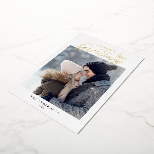 季節の挨拶の書道写真金ゴールド 箔シーズンカード (回転した状態)