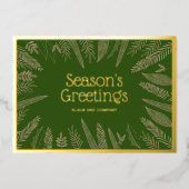 季節の挨拶の緑のクリスマス企業の 箔シーズンカード (正面)