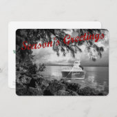 季節の挨拶の船遊びのサンタの平らな休日カード シーズンカード (正面/裏面)