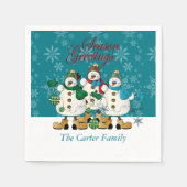 季節の挨拶の雪だるまの相棒|のクリスマス スタンダードカクテルナプキン (正面)
