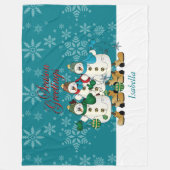 季節の挨拶の雪だるまの相棒|のクリスマス フリースブランケット (正面)