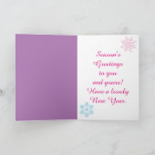 季節の挨拶の雪の人のピンク シーズンカード (内部)