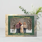 季節の挨拶の霜と縁ど写真 – 緑 シーズンカード (スタンド正面)