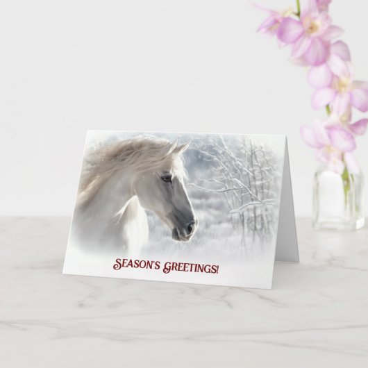 季節の挨拶の馬と雪の美しさ カード (蘭)