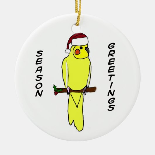 季節の挨拶のCockatielのクリスマスのオーナメント セラミックオーナメント (正面)