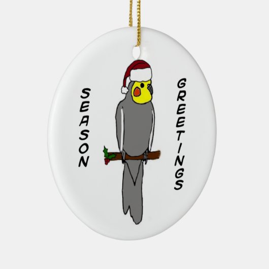 季節の挨拶のCockatielのクリスマスのオーナメント セラミックオーナメント (右)