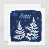 季節の挨拶のCyanotypeスクエア シーズンカード (正面/裏面)