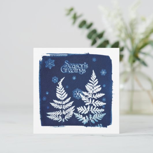 季節の挨拶のCyanotypeスクエア シーズンカード (スタンド正面)