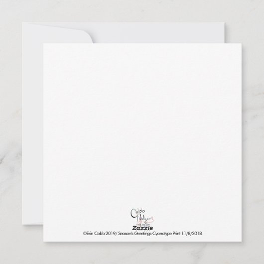 季節の挨拶のCyanotypeスクエア シーズンカード (裏面)