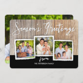 季節の挨拶のWoodgrainの写真のコラージュカード シーズンカード (正面/裏面)