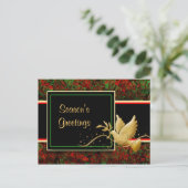 季節の挨拶は平和を行う金ゴールドクリスマスの挨拶 シーズンポストカード (スタンド正面)