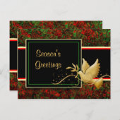 季節の挨拶は平和を行う金ゴールドクリスマスの挨拶 シーズンポストカード (正面/裏面)