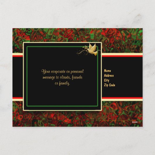 季節の挨拶は平和を行う金ゴールドクリスマスの挨拶 シーズンポストカード (裏面)