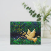 季節の挨拶は平和を行う金ゴールドクリスマスの挨拶 シーズンポストカード (スタンド正面)