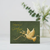 季節の挨拶は平和を行う金ゴールドクリスマスの挨拶 シーズンポストカード (スタンド正面)