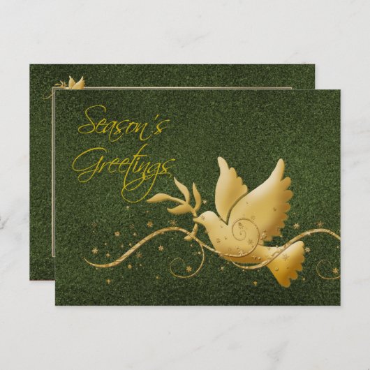季節の挨拶は平和を行う金ゴールドクリスマスの挨拶 シーズンポストカード (正面/裏面)