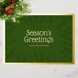 季節の挨拶クリスマスの緑企業の 箔シーズンカード