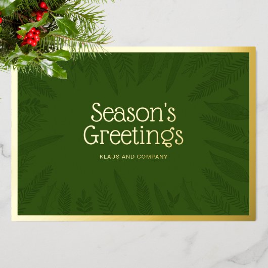 季節の挨拶クリスマスの緑企業の 箔シーズンカード