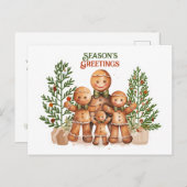 季節の挨拶クリスマスジンジャーブレッドの家族 ポストカード (正面/裏面)