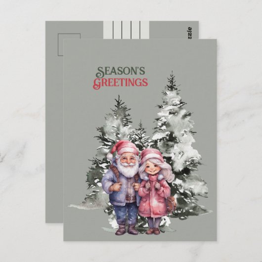 季節の挨拶クリスマスツリーカップル ポストカード (正面/裏面)