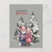 季節の挨拶クリスマスツリーカップル ポストカード (正面)