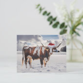 季節の挨拶クリスマスロングホーン牛 シーズンポストカード (スタンド正面)