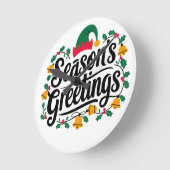 季節の挨拶クリスマス ラウンド壁時計 (傾斜)