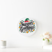 季節の挨拶クリスマス ラウンド壁時計 (ホーム)
