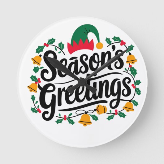 季節の挨拶クリスマス ラウンド壁時計 (正面)