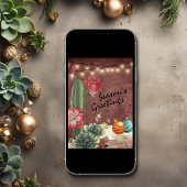 季節の挨拶サボテンと多肉食のクリスマス シーズンカード