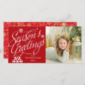 季節の挨拶スクリプト 赤いホリデー写真カード シーズンカード (正面/裏面)