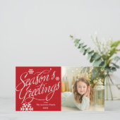 季節の挨拶スクリプト 赤いホリデー写真カード シーズンカード (スタンド正面)