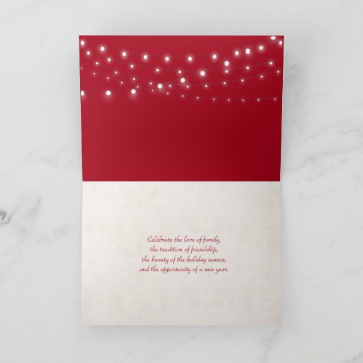 季節の挨拶テディベアのランプ付白熱［赤熱］光を放つき カード (内部)