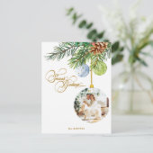 季節の挨拶パインクリスマスオーナメント写真 シーズンポストカード (スタンド正面)