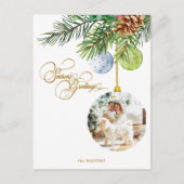 季節の挨拶パインクリスマスオーナメント写真 シーズンポストカード (正面)