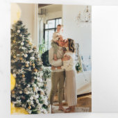 季節の挨拶パインクリスマスオーナメント写真 三つ折りクリスマスカード (内部最初)