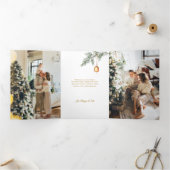 季節の挨拶パインクリスマスオーナメント写真 三つ折りクリスマスカード (内部)