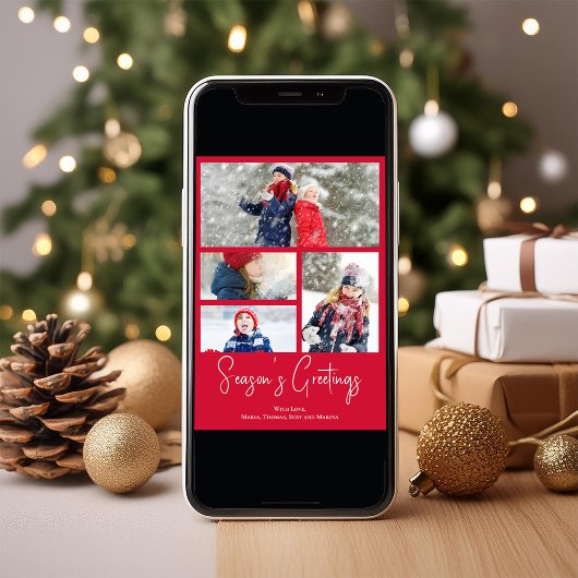 季節の挨拶フォトコラージュ水の色のツリー シーズンカード