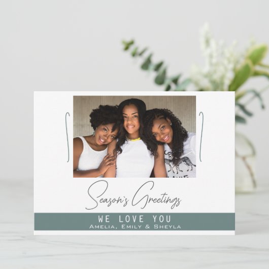 季節の挨拶ミニマリスト写真クリスマス シーズンカード (スタンド正面)