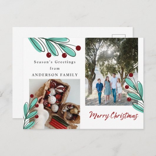 季節の挨拶メリークリスマスフォトホリデー ポストカード (正面/裏面)
