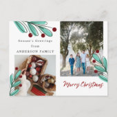 季節の挨拶メリークリスマスフォトホリデー ポストカード (正面)