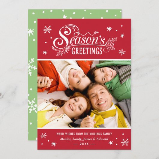 季節の挨拶メリークリスマスホリデー写真 シーズンカード (正面/裏面)