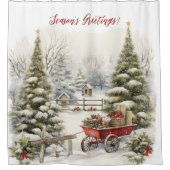 季節の挨拶ヤードクリスマビクトリアンスシーン シャワーカーテン (正面)