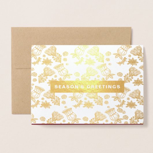 季節の挨拶ラグジュアリーホリデー企業のカード 箔カード (封筒付き正面)