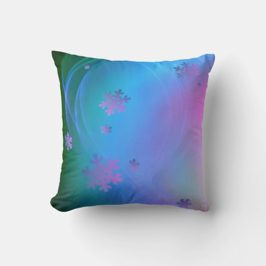 季節の挨拶雪片および休日の渦巻 クッション (正面)
